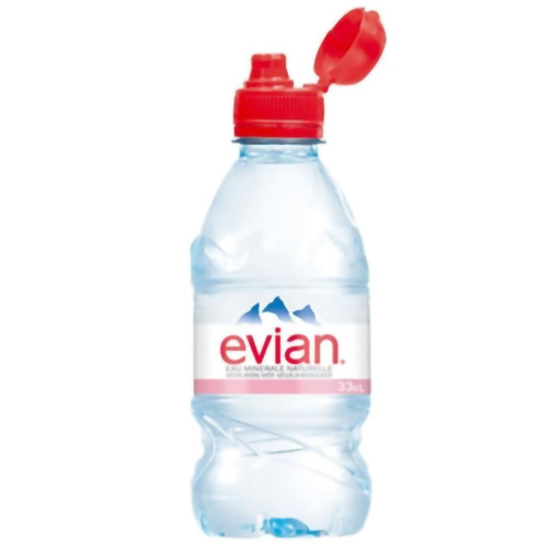 EVIAN MINÉRALE NATURELLE PLATE BOUCHON SPORT 33CL X 24